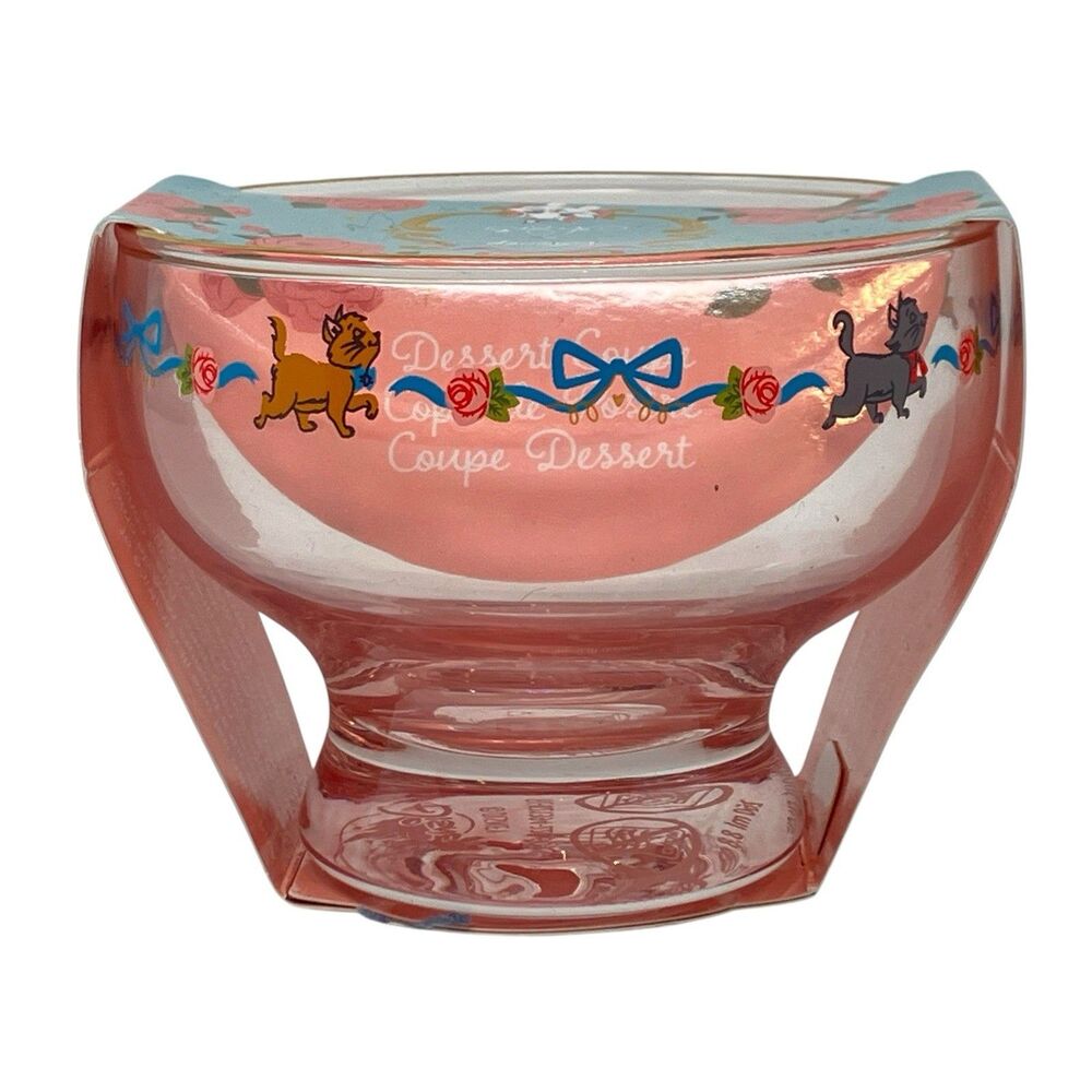 Disney Dessert Coupe Glass Bowl Pink Aristocats Ann Shen Marie Parisian Cat New